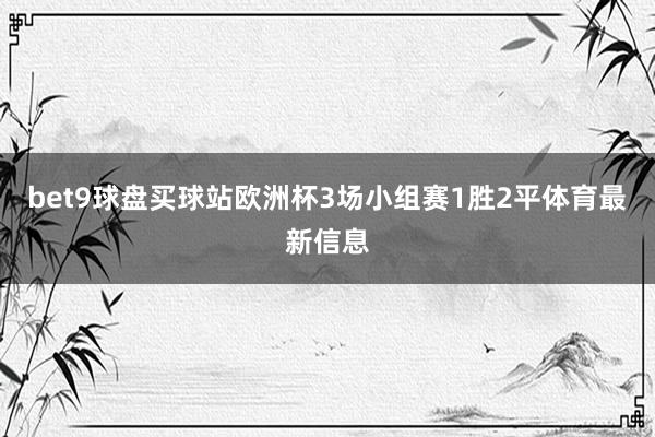 bet9球盘买球站欧洲杯3场小组赛1胜2平体育最新信息